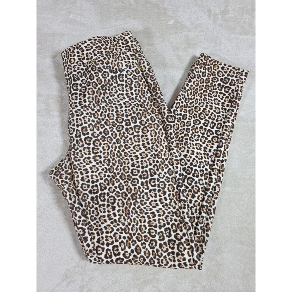 Michael Kors Leopard Print Pants Jeggings Jeans Med Skinny Stretch Pull On Logo